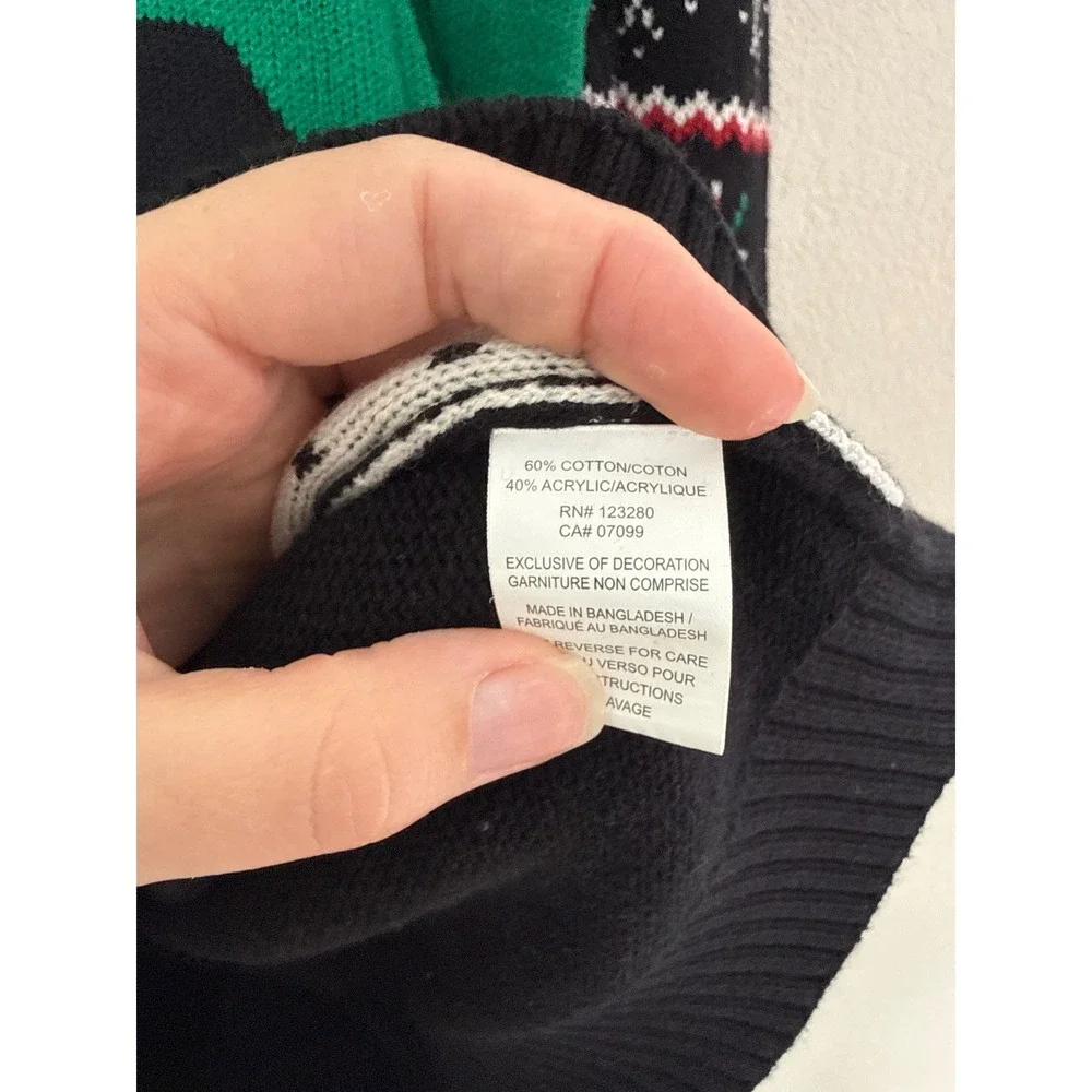 Travis Mathew Holiday Golf Sweater Mens L Black Santa Golf Cart Fair Isle